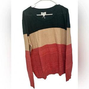 MARKET & SPRUCE Quintana Colorblock Mesh Detail Pullover sweater NWT